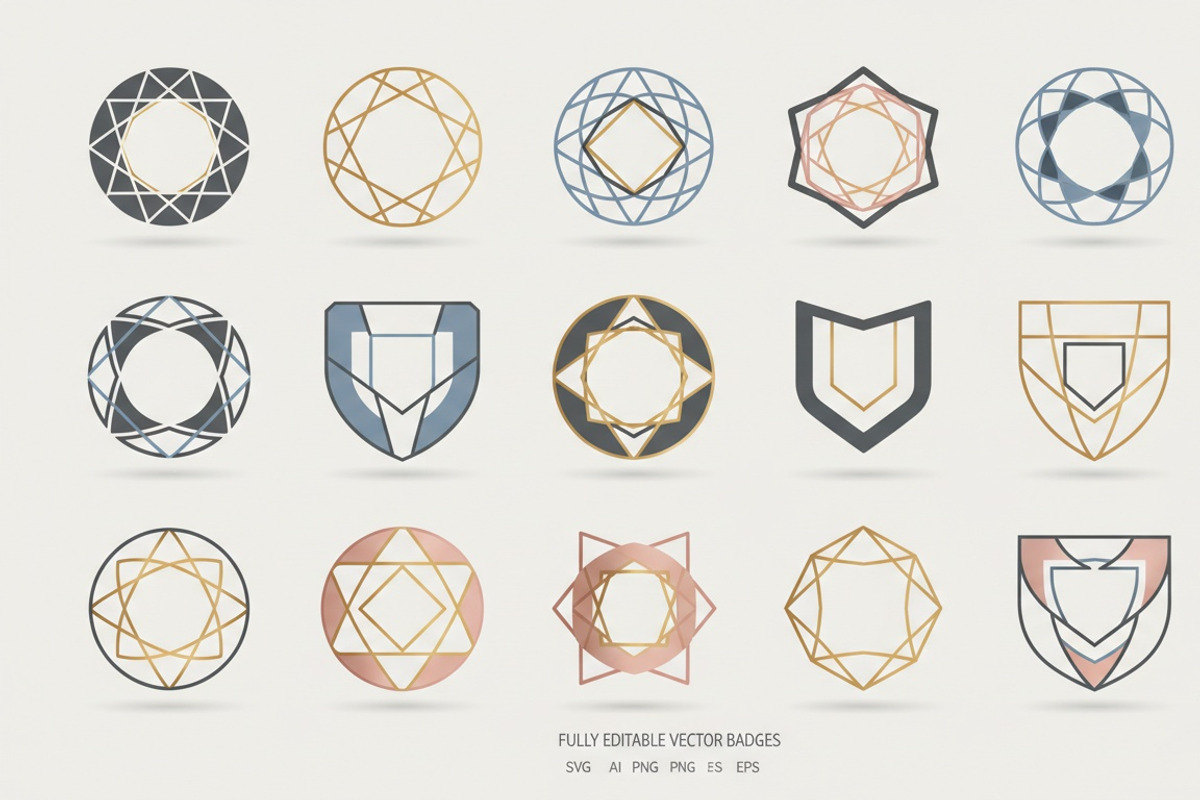 24 Minimal Geometric Logo Frames, an Emoji Icon by adenpinkstore (Photo 8 of 12)