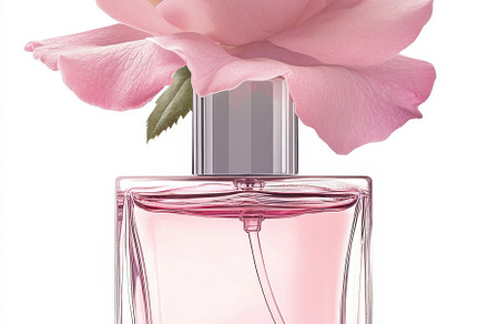 Rose-topped floral bottle