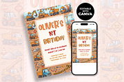 Construction 1st Birthday Invitation, an Invitation Template by M9 Design (Thumbnail 2 of 4)