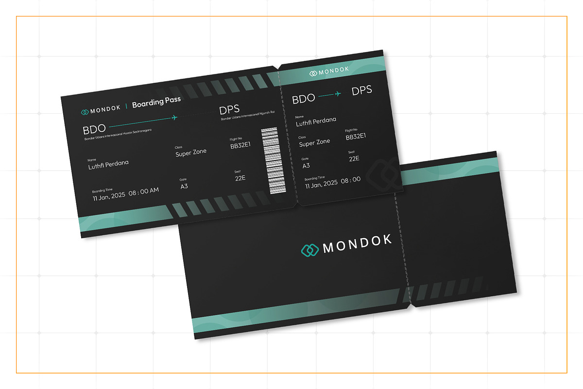 Boarding Pass - Mondok 1, a Print Template by Themes Awesome (Photo 3 of 3)
