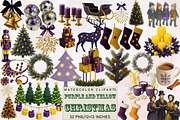 Purple and Yellow Christmas Clipart, an Illustration by SVGArt (Thumbnail 1 of 8)