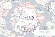 Lotus Blossom Vector Collection, a Pattern Graphic by Molly art (Thumbnail 1 of 16)