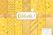 Sunshine Gold Foil Digital Papers, a Pattern Graphic by Amanda Ilkov (Thumbnail 1 of 4)