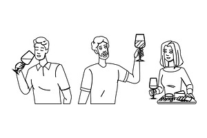 drink wine tasting vector, a Person Illustration by pikepicture