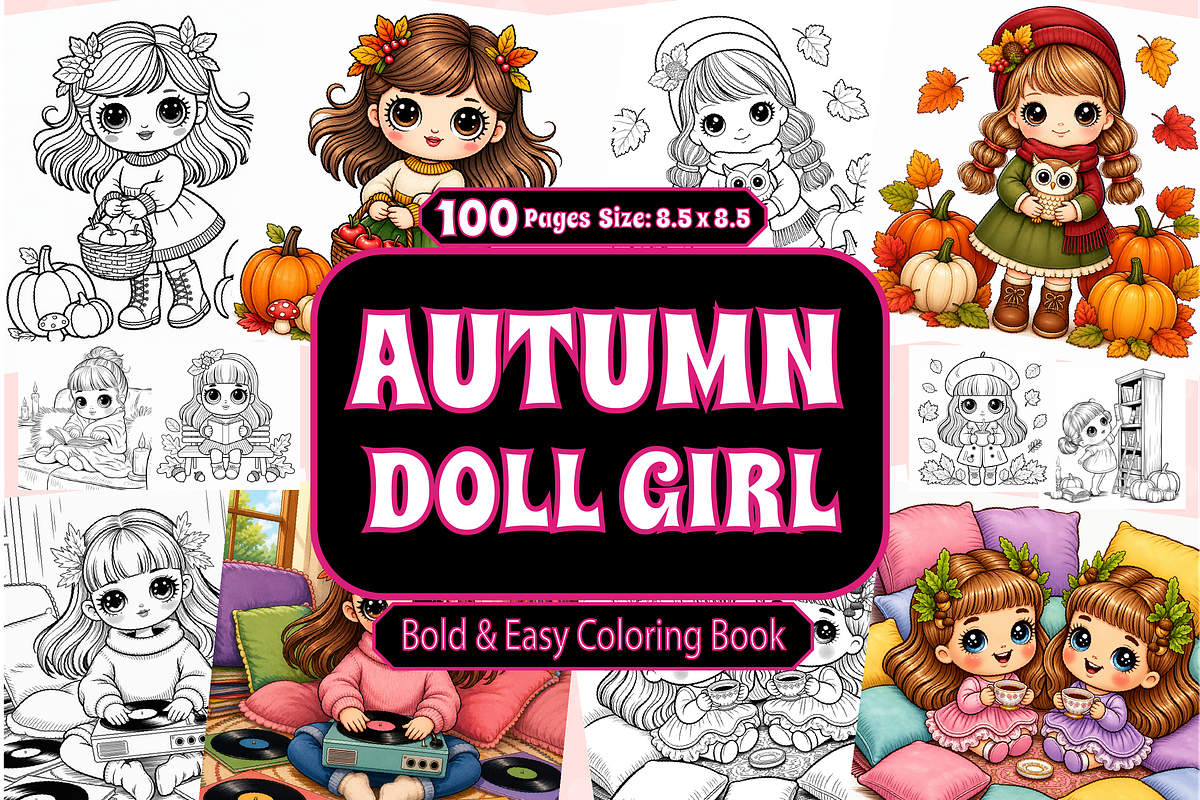 Autumn Doll Girl Bold & Easy Color, an Animal Illustration by Design Zone (Photo 1 of 4)