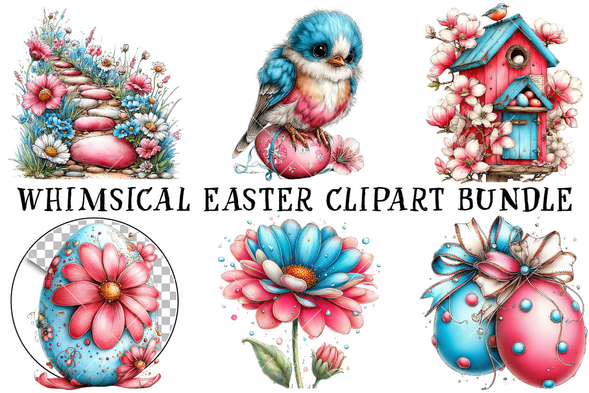 Whimsical Easter Clipart Bundle, an Illustration by OK Design (Photo 2 of 6)