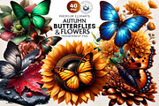 Autumn Butterfly and Flower Cliparts, an Animal Illustration by ThatsDesignArt (Thumbnail 1 of 10)