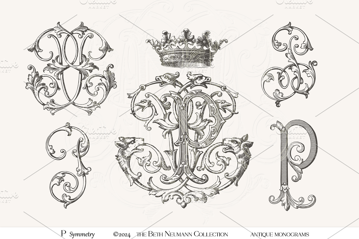 Antique Vintage Monogram Initial P, an Object Graphic by Antique Monograms (Photo 1 of 4)