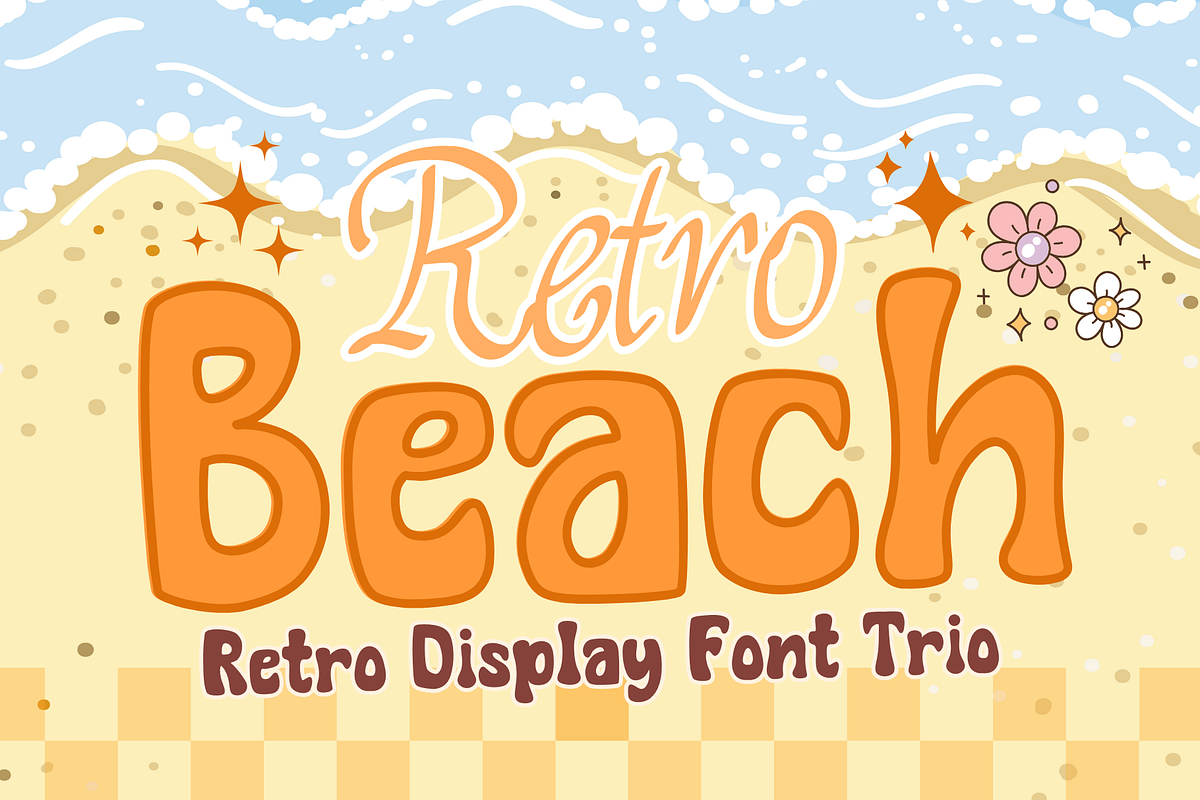 Retro Beach is a retro groovy font, a Sans Serif Font by Brown Cupple (Photo 1 of 7)