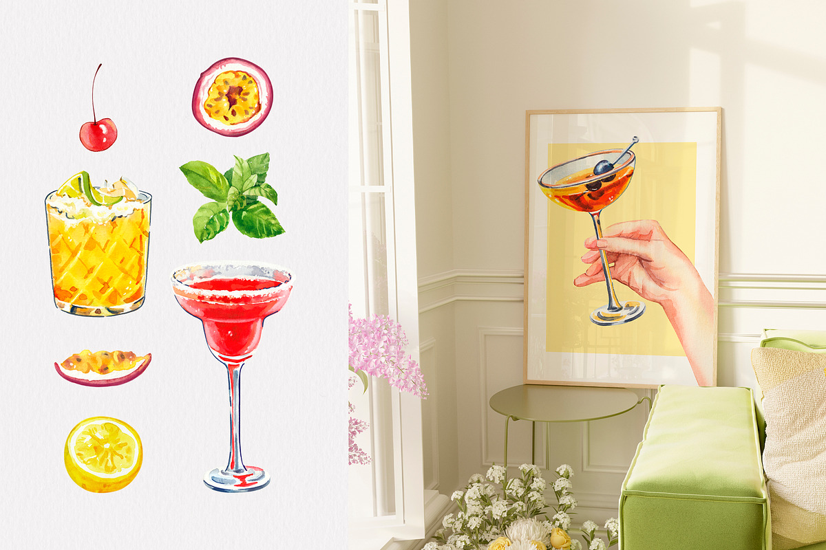 Afterparty Cocktails watercolor set, a Food Illustration by Volha Studio (Photo 4 of 7)