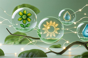 Floating spheres, an Illustration by wavebreak
