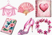 Watercolor Pink Wedding Day Clipart, an Illustration by Canvas Craft (Thumbnail 4 of 8)