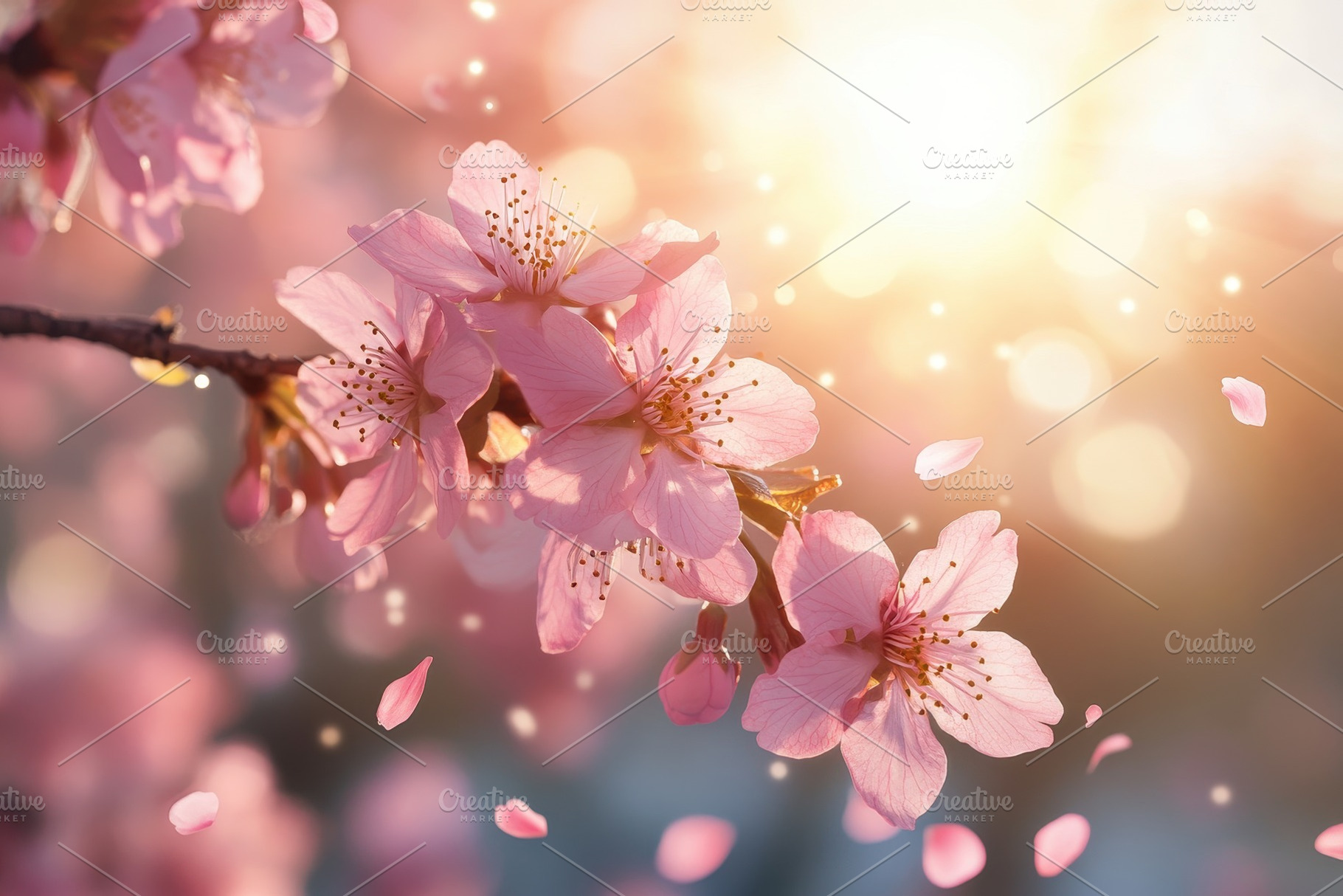 Cherry blossoms bloom vibrantly, a Photo by Pavel_design