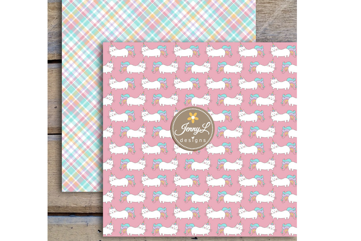 Caticorn Cat Digital Paper & Clipart, a Pattern Graphic by JennyL Designs (Photo 8 of 8)
