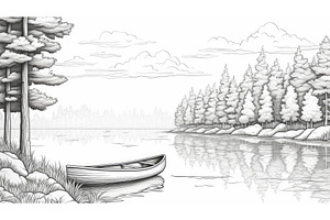 water trees coloring book ai, a Nature Photo by pikepicture