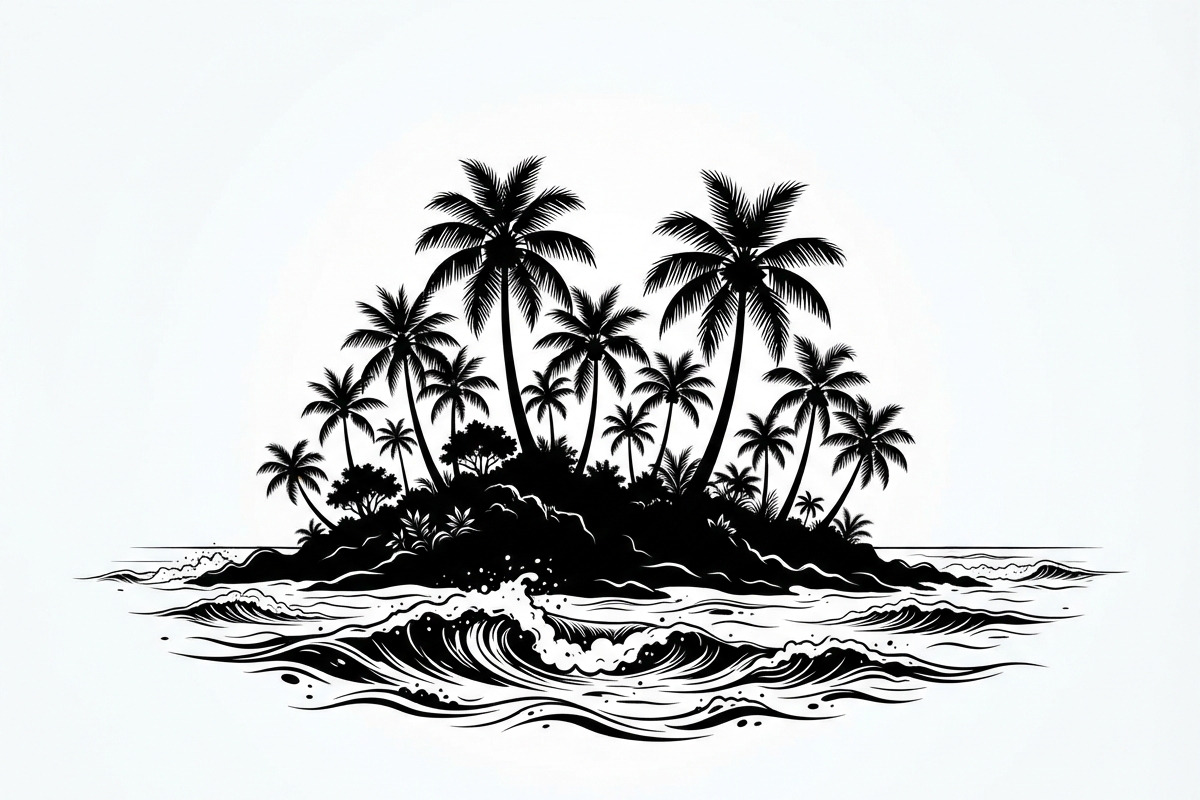 50 Tropical Palm Island Silhouette, an Empty State Illustration by Amazin_art (Photo 16 of 41)