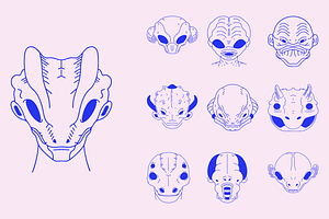 Alien Creature Face Illustration Set, a Person Illustration by Danil Polshin
