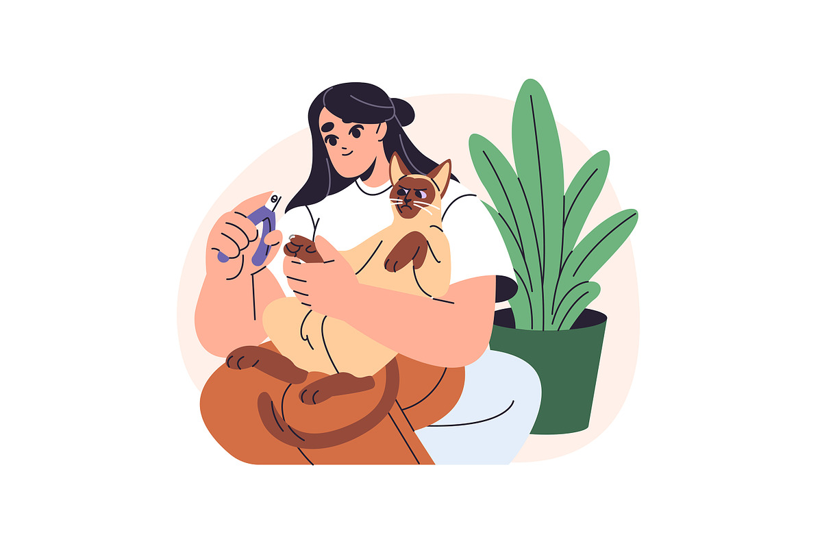 Pet owners with cute cats, dogs set, an Animal Illustration by PaperTrident (Photo 6 of 9)