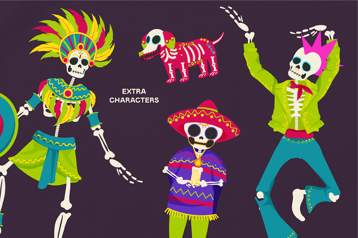 Dia De Los Muertos Character Set, an Illustration by Invisual Studio (Photo 5 of 10)