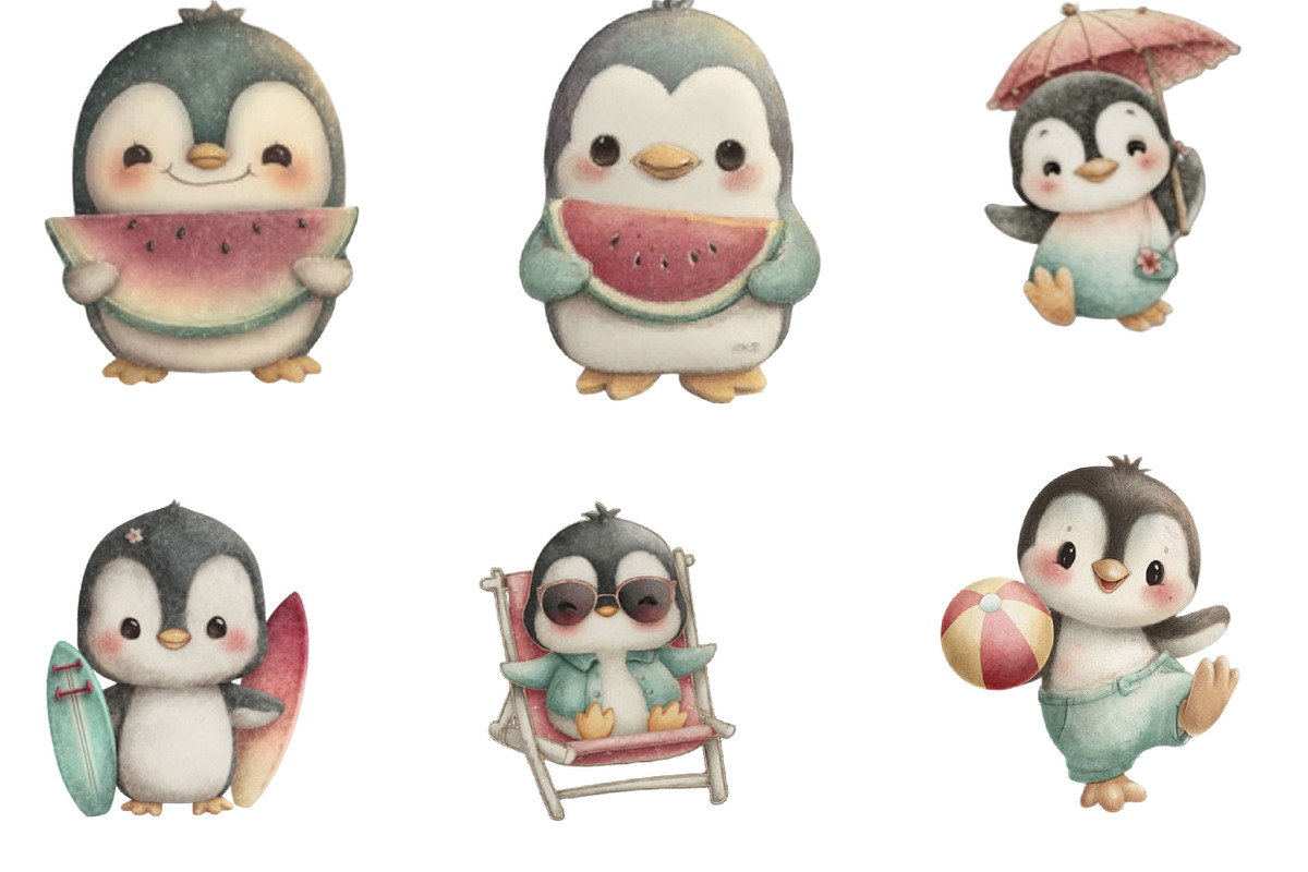 Summer Funny Penguin Clipart, an Illustration by Designking (Photo 2 of 5)