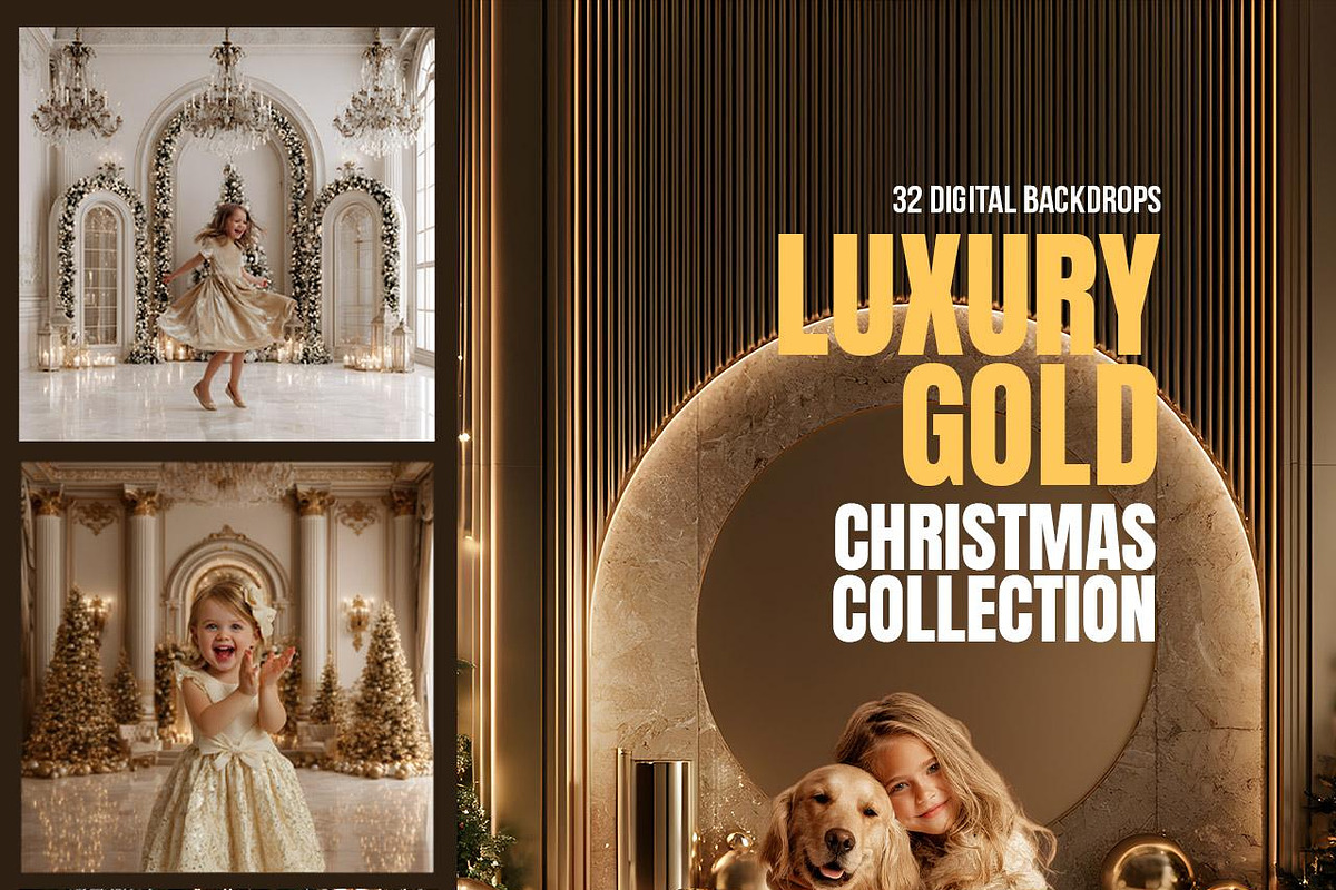 Luxury Gold Christmas Backgrounds, a Background Graphic by Walllow Creatives (Photo 1 of 6)