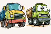 Cartoon Trucks and Diggers, a Transportation Illustration by PrintHaven Designs (Thumbnail 2 of 7)