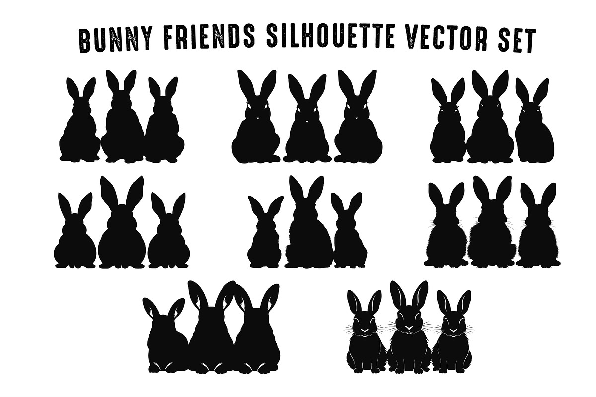Bunny Friends Sitting Silhouette Set, an Animal Illustration by Gfx Expert Team (Photo 3 of 3)