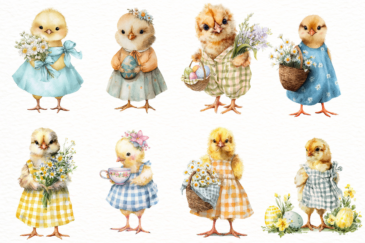 Watercolor Easter chick clipart, an Illustration by Designworld (Photo 2 of 4)