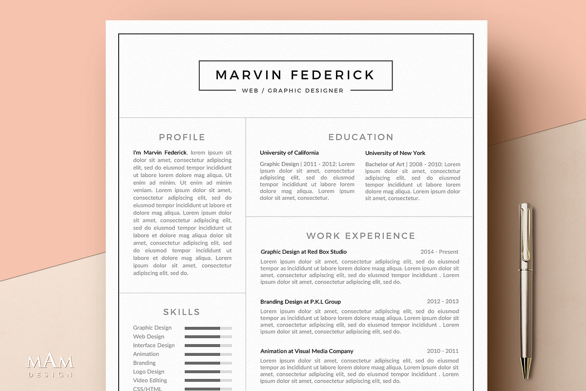 Professional Resume CV Template, a Resume Template by MAM Design (Photo 1 of 10)