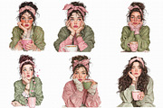 Whimsical Valentine Coffee Girl Clip, an Illustration by Libby Wishes (Thumbnail 3 of 7)
