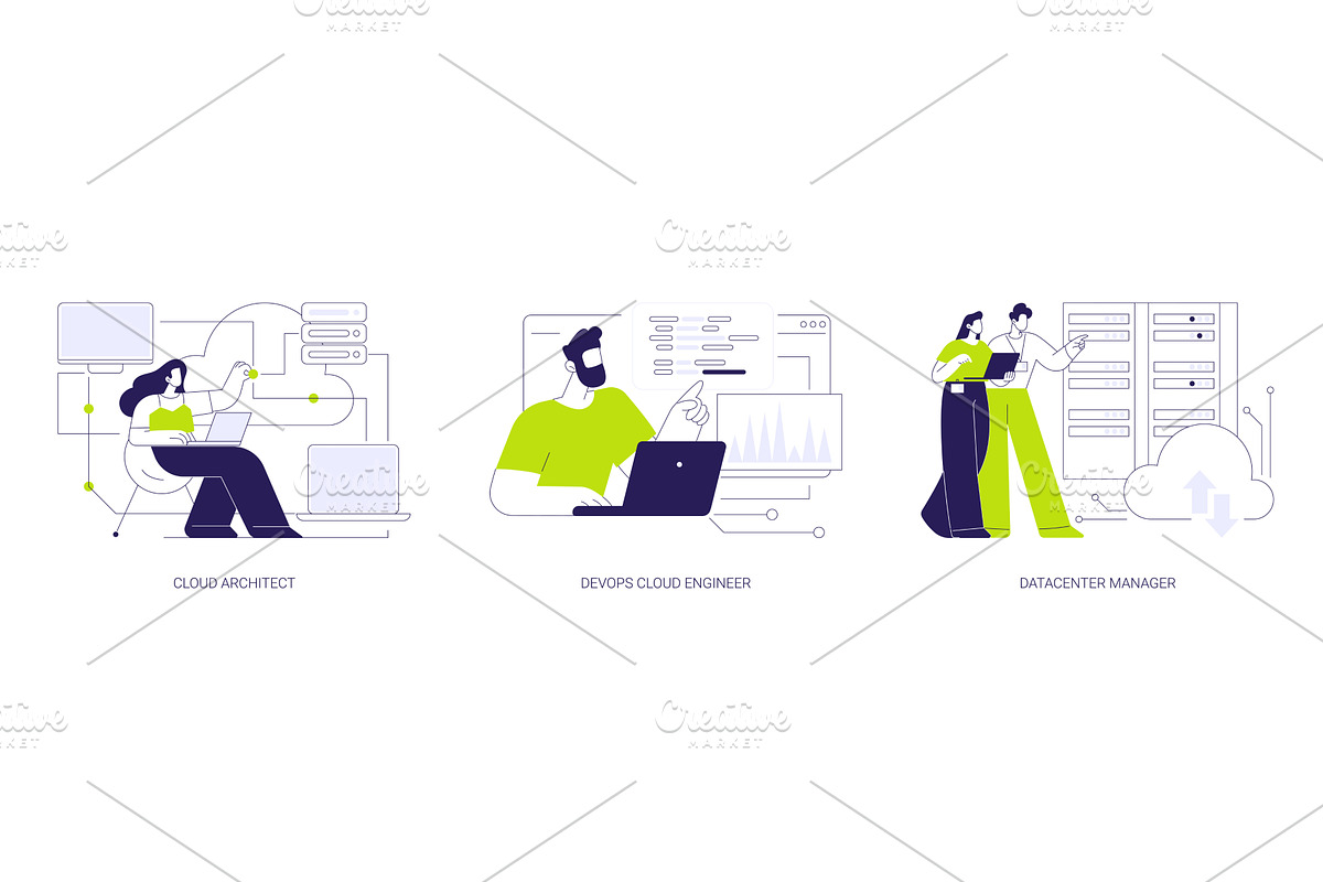 Cloud engineering isolated cartoon, a Technology Illustration by Visual Generation