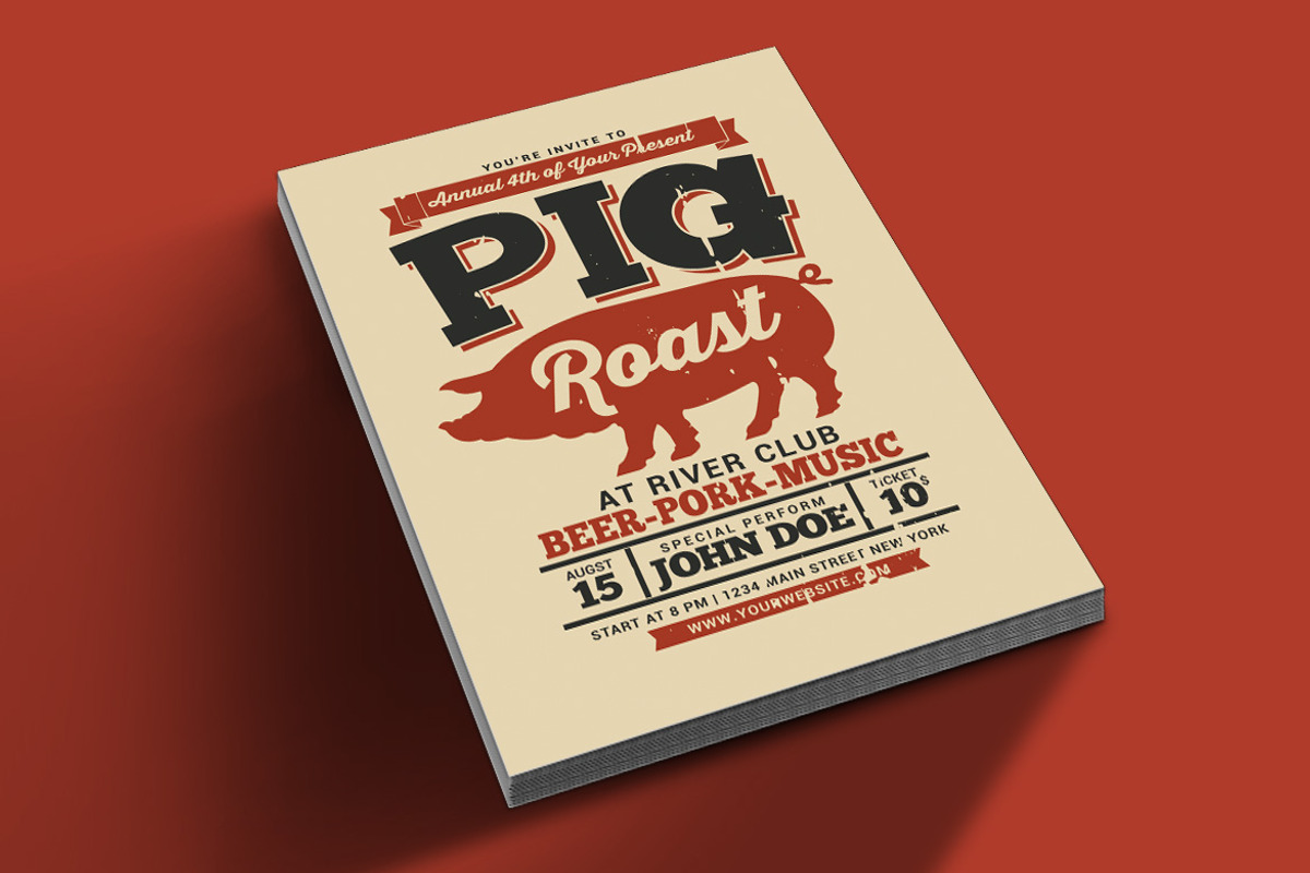 Pig Roast Event Flyer, a Flyer Template by Muhamad Iqbal hidayat