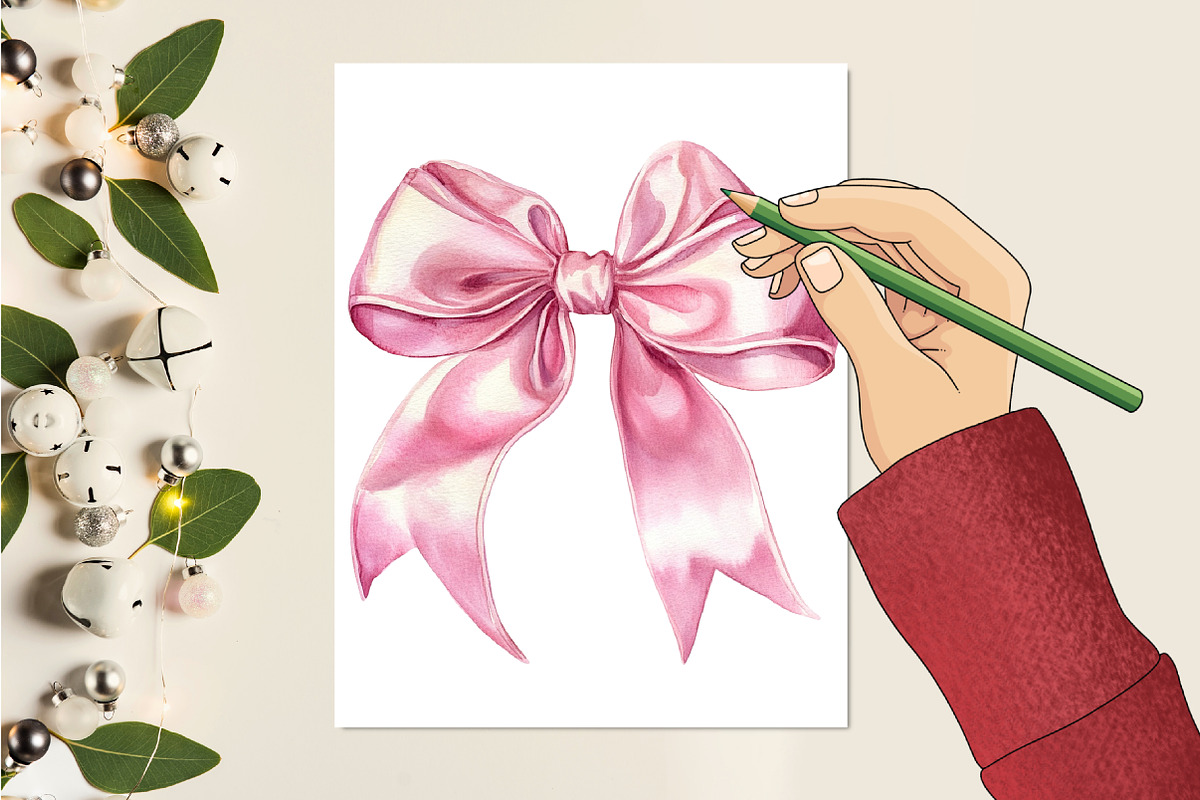 Watercolor Pink Coquette Aesthetics, a Seasonal Illustration by CitraGraphics (Photo 5 of 6)