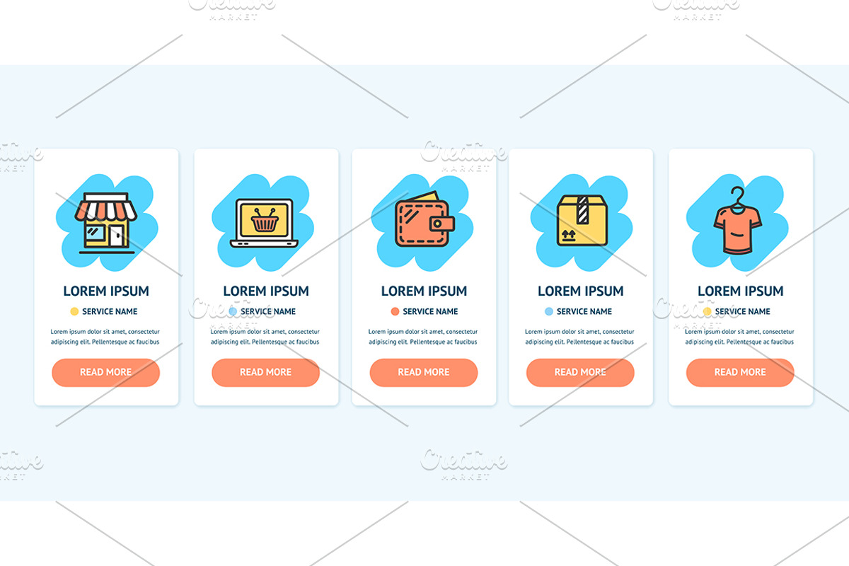 Oneboarding App Screens Cards, a Templates & Theme by Vector and Templates
