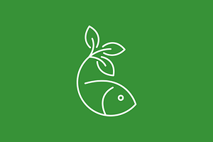 fresh fish leaf line minimal logo, a Branding & Logo Template by devastd