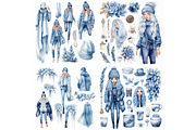 Prompt Winter Fashion Girl Clipart, a Decorative Illustration by Creative design (Thumbnail 7 of 7)