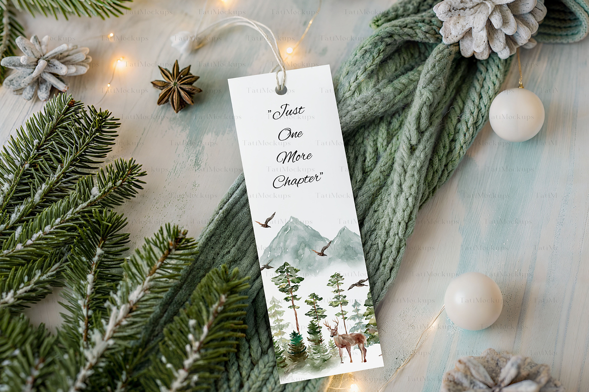 Cozy Christmas Bookmark Mockup, a Product Mockup by TatiMockup (Photo 3 of 4)