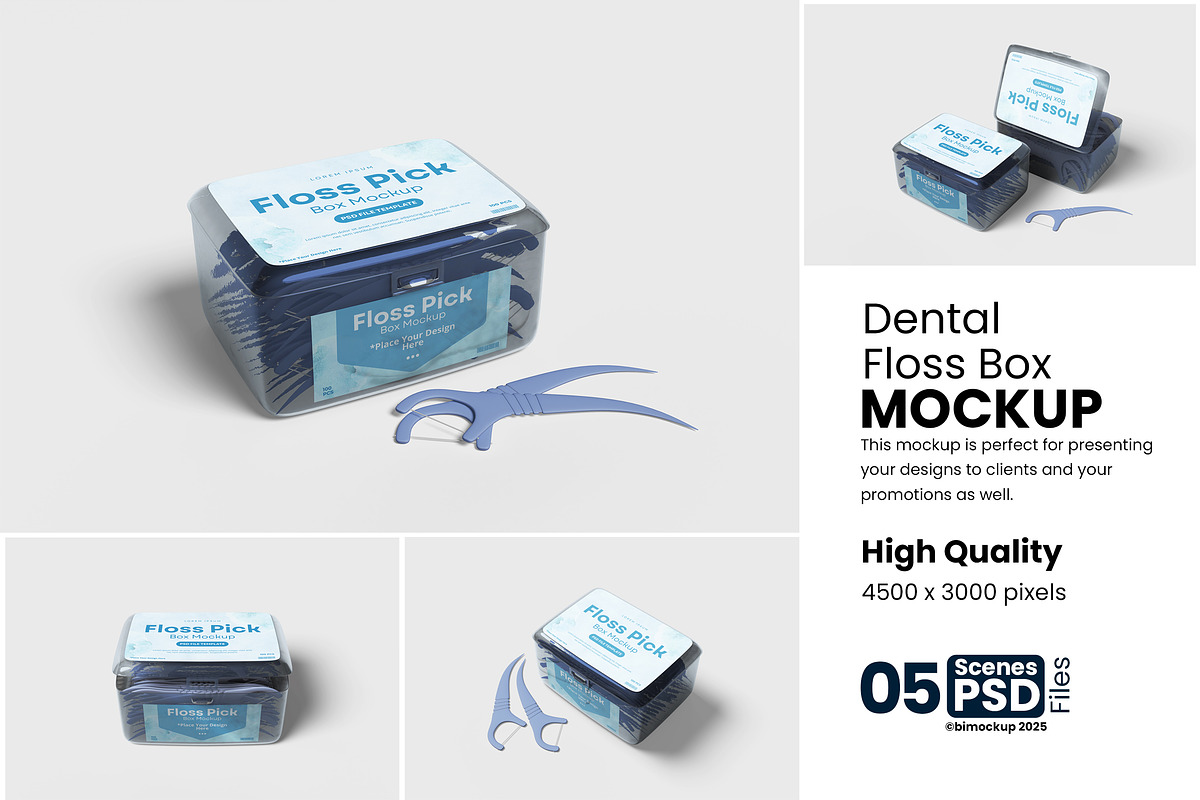 Dental Floss Box Mockup, a Product Mockup by bimockup (Photo 1 of 6)