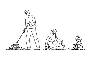 garbage clean up day vector, a Person Illustration by pikepicture
