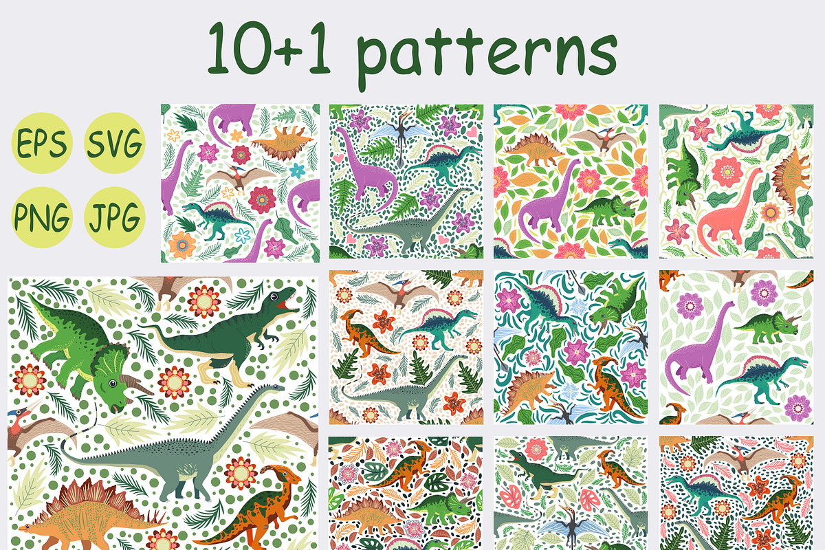 Era of Dinosaurs Patterns, a Pattern Graphic by Michiru13 (Photo 6 of 17)