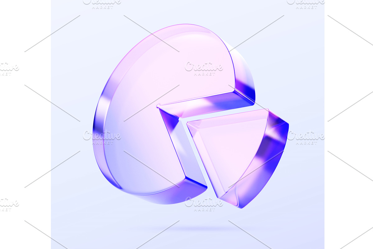 3d glass holographic transparent pie, a Finance Illustration by Marozhkastudio