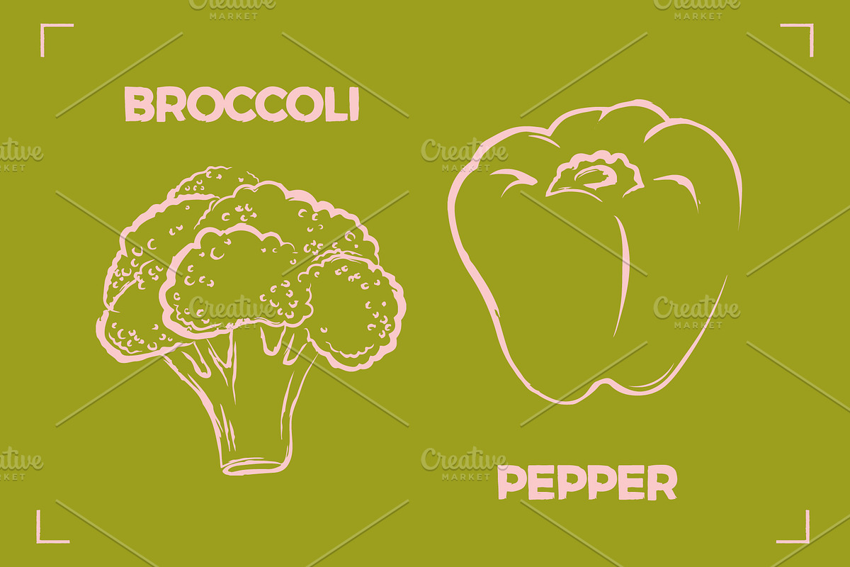 GREENS LINE ART SET (14 elements), a Food Illustration by Bonfloret Studio (Photo 8 of 8)