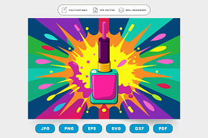 Colorful nail polish bottle with rai, a Graphic by SaroStock