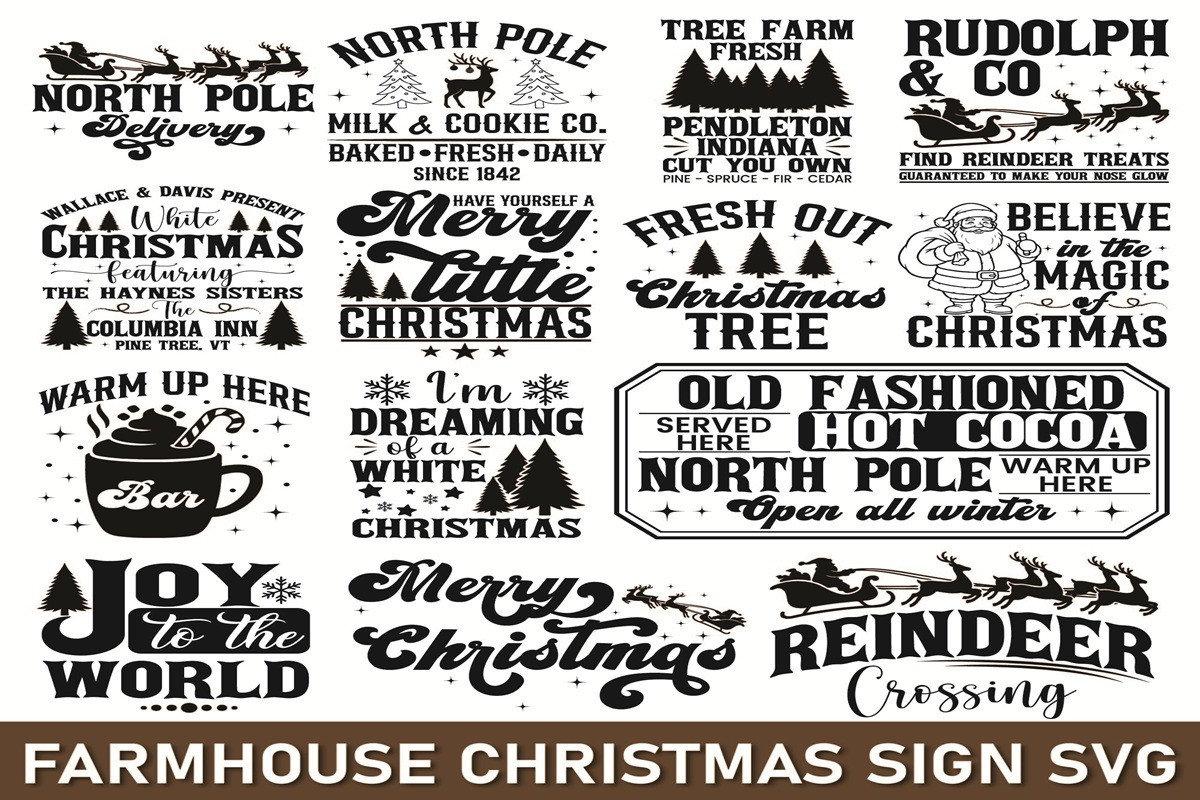 Farmhouse Christmas PNG SVG Bundle, an Object Graphic by EllaMaiyaali (Photo 4 of 9)