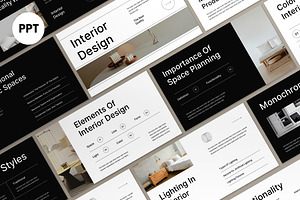 White Black Design Interior PPT, a Presentation Template by graphicook