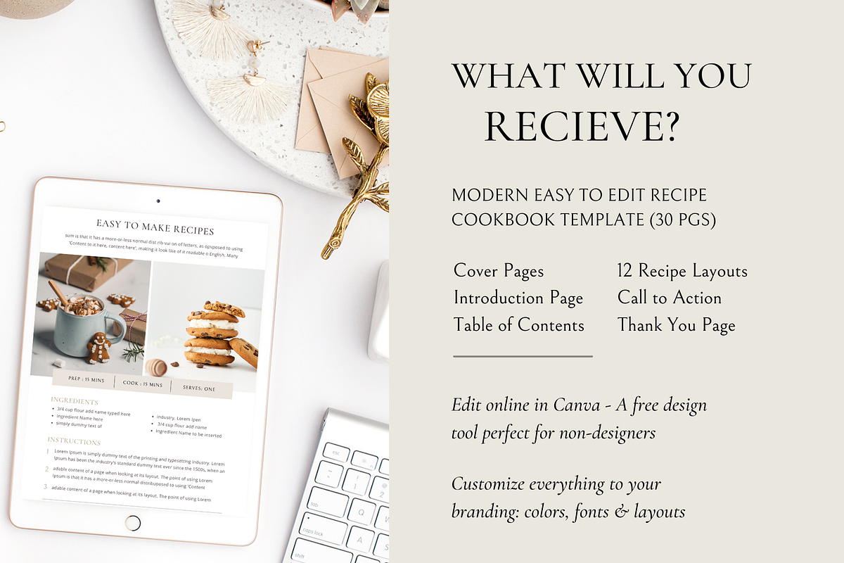 Cookbook Recipe Template, a Flyer Template by Design Lush Studio (Photo 2 of 6)