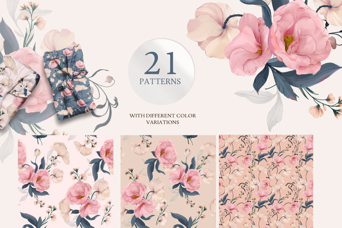 Eustoma Floral Pattern and Graphic, a Pattern Graphic by Madebyia (Photo 4 of 15)