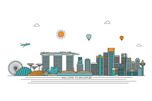 Singapore line art skyline