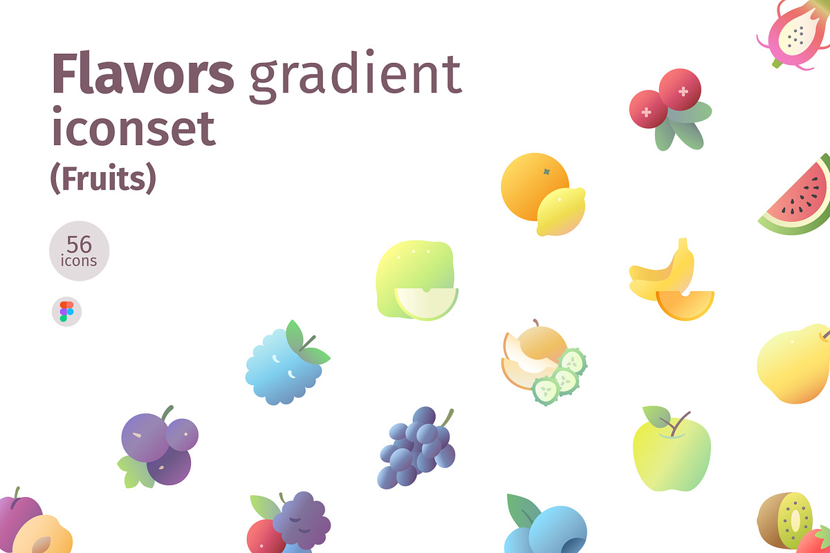 Fruits flavors gradient iconset, an Icon by LAFS (Photo 1 of 3)