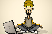 User with a Laptop Surrounded Device, a Technology Illustration by yuanden graphics (Thumbnail 5 of 5)